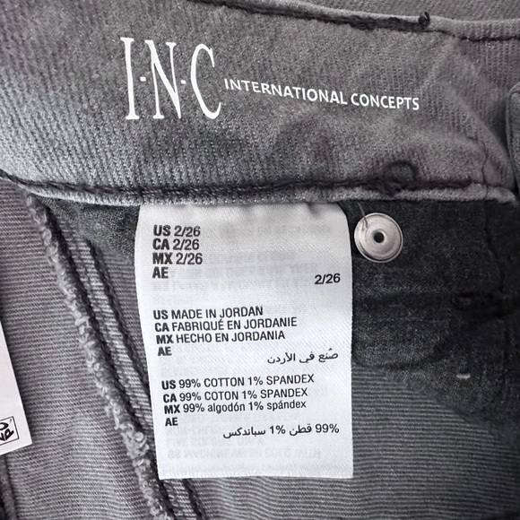 INC Denim Mid Rise Straight Jeans 2/26 Gray Fade Wash Distressed NWT - Picture 7 of 12